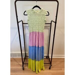 Oliphant Smocked Sleeveless Midi Dress size XS
